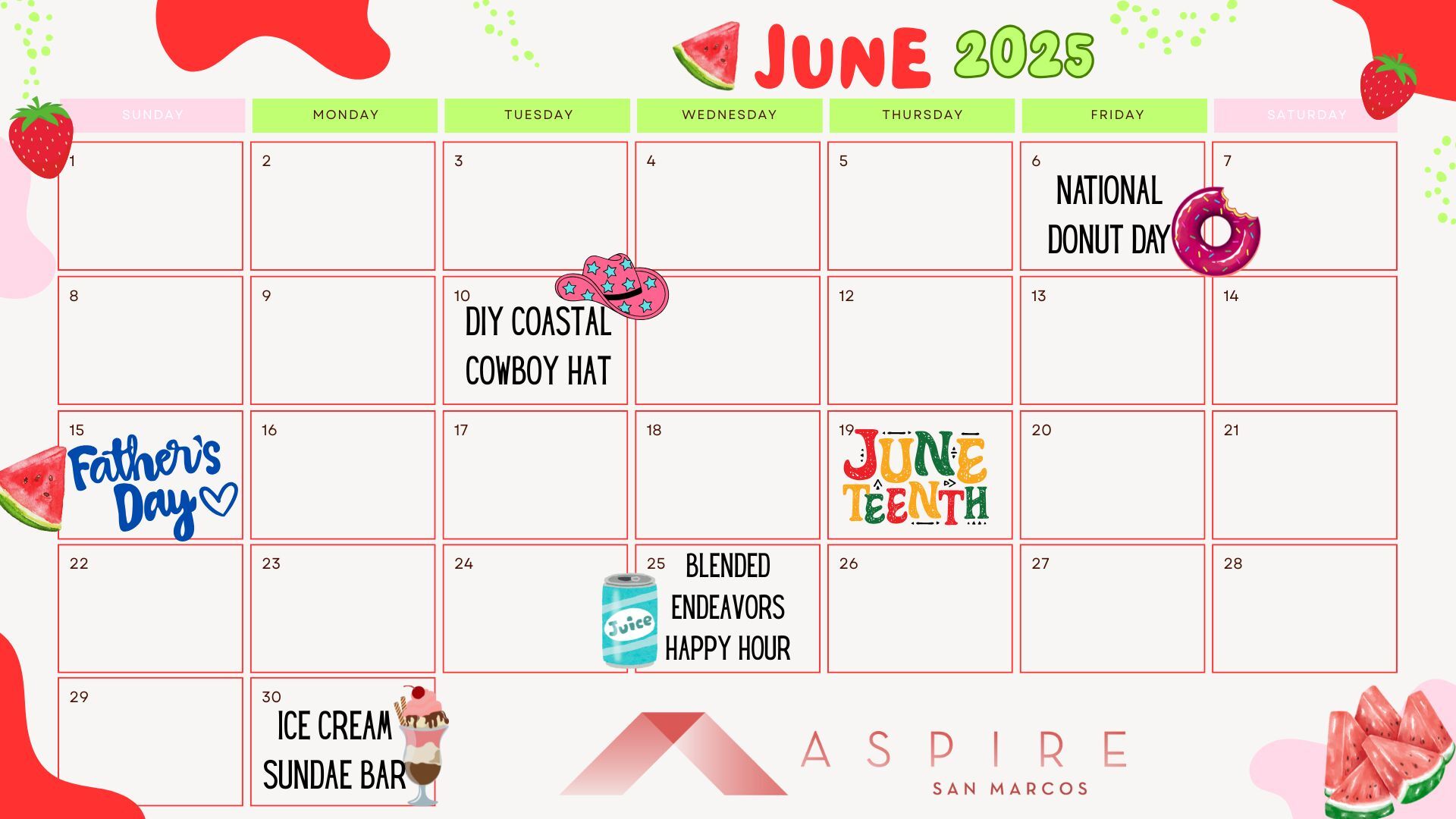 June Events Calendar
