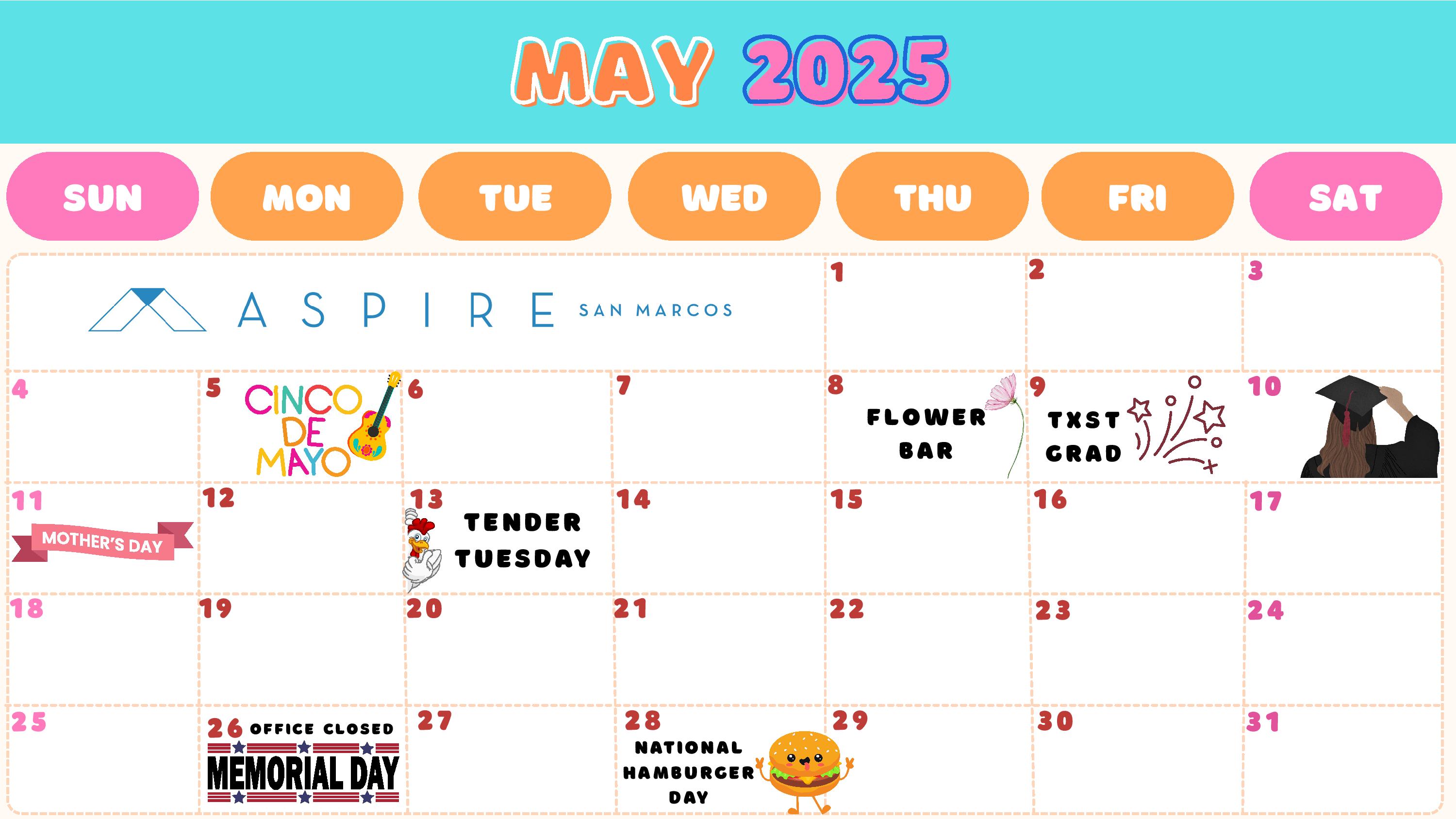 May Events Calendar